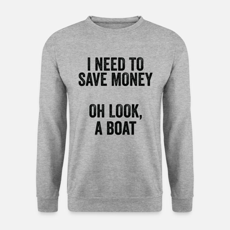 Ich Muss Ein Boot Geld Geld Haben - Unisex Pullover - Weißgrau meliert