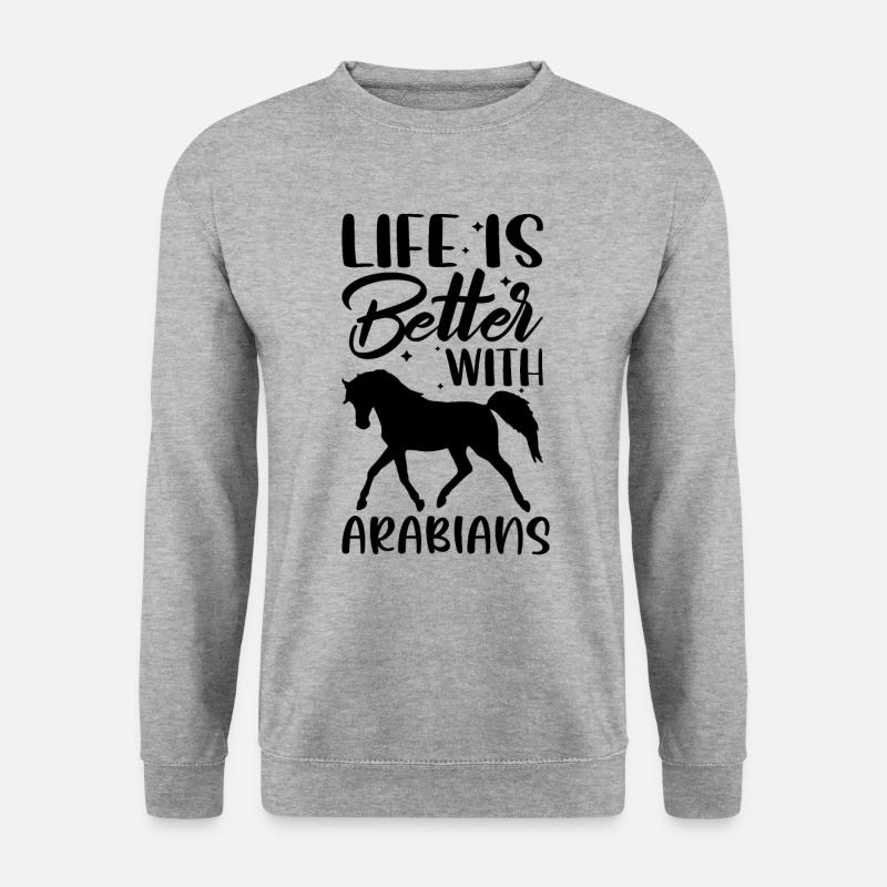 Das Leben Ist Besser Araber Pferde - Unisex Pullover - Weißgrau meliert