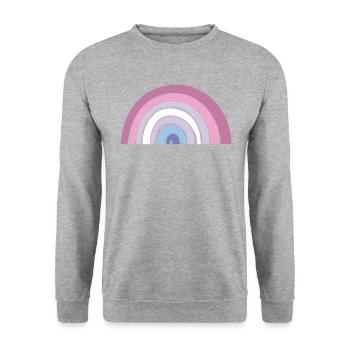 Flagge - LGBTQIA Rainbow Bigender - Unisex Pullover - Weißgrau meliert - Vorne - Alina (178cm) & Michal (187cm)