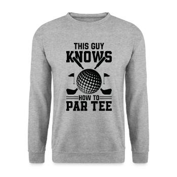 Dieser Typ Weiß, Wie Man T -Shirt - Golf - Unisex Pullover - Weißgrau meliert - Vorne - Alina (178cm) & Michal (187cm)