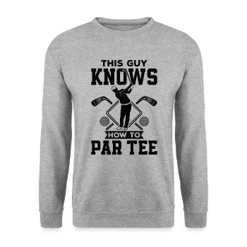 Dieser Typ Weiß, Wie Man T -Shirt - Golf - Unisex Pullover - Weißgrau meliert - Vorne - Alina (178cm) & Michal (187cm)