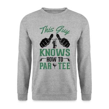 Dieser Typ Weiß, Wie Man T -Shirt - Golf - Unisex Pullover - Weißgrau meliert - Vorne - Alina (178cm) & Michal (187cm)