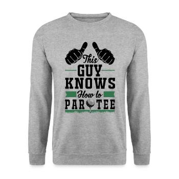 Dieser Typ Weiß, Wie Man T -Shirt - Golf - Unisex Pullover - Weißgrau meliert - Vorne - Alina (178cm) & Michal (187cm)