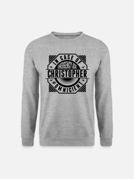 Im Notfall Fragen Sie Christopher - Unisex Pullover - Weißgrau meliert
