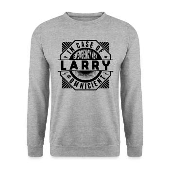 Im Notfall Fragen Sie Larry - Unisex Pullover - Weißgrau meliert - Vorne - Alina (178cm) & Michal (187cm)