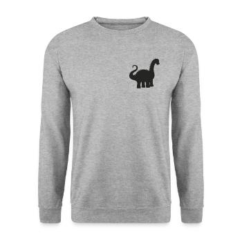 Badge - Cute Dinosaur Diplodocus - Unisex Sweatshirt - salt & pepper - Front - Alina (178cm) & Michal (187cm)