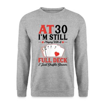Jeux de cartes de jeu – 30e anniversaire - Sweat-shirt Unisexe - gris chiné - Devant - Alina (178cm) & Michal (187cm)