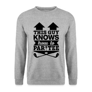 Dieser Typ Weiß, Wie Man T -Shirt - Golf - Unisex Pullover - Weißgrau meliert - Vorne - Alina (178cm) & Michal (187cm)
