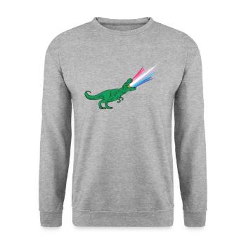 Drapeau LGBTQ Bigender - Dinosaures - Sweat-shirt Unisexe - gris chiné - Devant - Alina (178cm) & Michal (187cm)