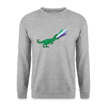 LGBTQ Gay Flag - Dinosaurier - Unisex Pullover - Weißgrau meliert - Vorne - Alina (178cm) & Michal (187cm)