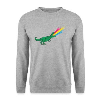 Drapeau pansexuel LGBTQ - Dinosaures - Sweat-shirt Unisexe - gris chiné - Devant - Alina (178cm) & Michal (187cm)