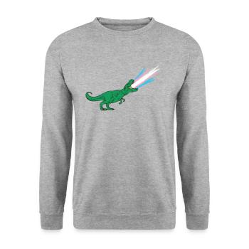 LGBTQ Transgender Flag - Dinosaurier - Unisex Pullover - Weißgrau meliert - Vorne - Alina (178cm) & Michal (187cm)