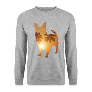 Sommerstrand - Chihuahua - Unisex Pullover - Weißgrau meliert - Vorne - Alina (178cm) & Michal (187cm)