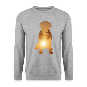 Sommerstrand - Bullmastiff - Unisex Pullover - Weißgrau meliert - Vorne - Alina (178cm) & Michal (187cm)
