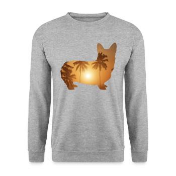 Sommerstrand - Corgi - Unisex Pullover - Weißgrau meliert - Vorne - Alina (178cm) & Michal (187cm)