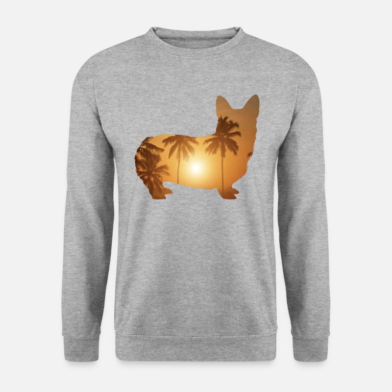 Sommerstrand - Corgi - Unisex Pullover - Weißgrau meliert