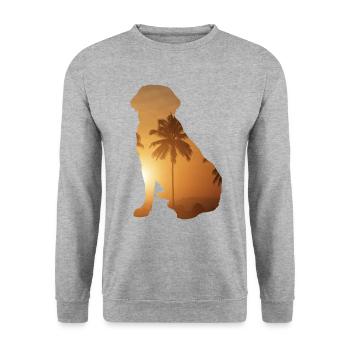 Sommerstrand - Labrador Retriever - Unisex Pullover - Weißgrau meliert - Vorne - Alina (178cm) & Michal (187cm)