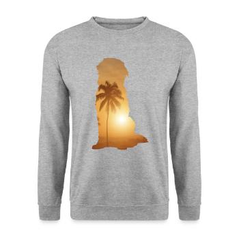 Sommerstrand - Neufundland - Unisex Pullover - Weißgrau meliert - Vorne - Alina (178cm) & Michal (187cm)