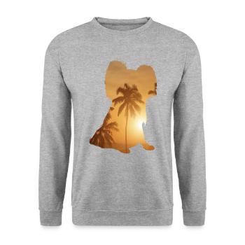 Sommerstrand - Papillon - Unisex Pullover - Weißgrau meliert - Vorne - Alina (178cm) & Michal (187cm)