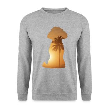 Sommerstrand - Pudel - Unisex Pullover - Weißgrau meliert - Vorne - Alina (178cm) & Michal (187cm)
