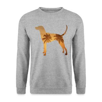 Sommerstrand - Redbone Coonhound - Unisex Pullover - Weißgrau meliert - Vorne - Alina (178cm) & Michal (187cm)