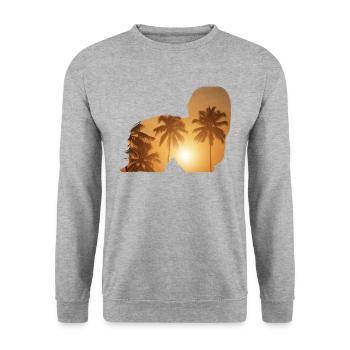 Sommerstrand - Shih Tzu - Unisex Pullover - Weißgrau meliert - Vorne - Alina (178cm) & Michal (187cm)