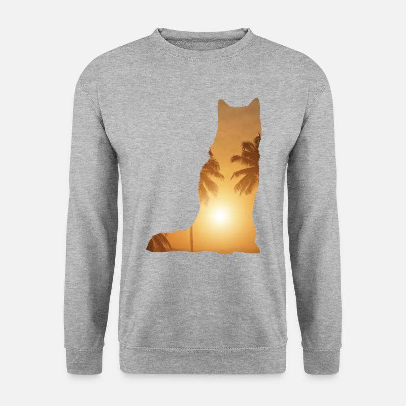 Sommerstrand - Siberischer Husky - Unisex Pullover - Weißgrau meliert