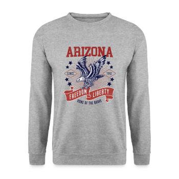Retro USA Eagle Freedom 1912 Vintage Arizona - Unisex Sweatshirt - salt & pepper - Front - Alina (178cm) & Michal (187cm)