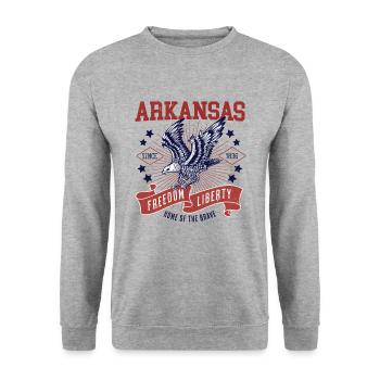 Retro USA Eagle Freedom 1836 Vintage Arkansas - Unisex Sweatshirt - salt & pepper - Front - Alina (178cm) & Michal (187cm)