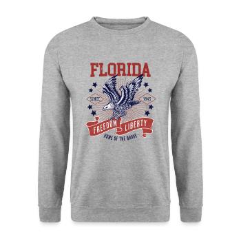 Retro USA Adler Freiheit 1845 Vintage Florida - Unisex Pullover - Weißgrau meliert - Vorne - Alina (178cm) & Michal (187cm)