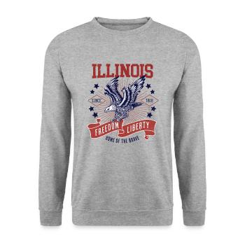 Retro USA Adler Freiheit 1818 Vintage Illinois - Unisex Pullover - Weißgrau meliert - Vorne - Alina (178cm) & Michal (187cm)