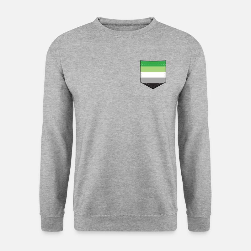 LGBTQ Aromantic Pride Flag Pocket - Unisex Pullover - Weißgrau meliert