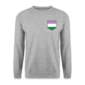 LGBTQ Genderqueer Pride Flagge Tasche - Unisex Pullover - Weißgrau meliert - Vorne - Alina (178cm) & Michal (187cm)
