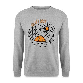 ALLEZ VOUS PERDRE AMATEUR DE CAMPING EN PLEIN AIR - Sweat-shirt Unisexe - gris chiné - Devant - Alina (178cm) & Michal (187cm)