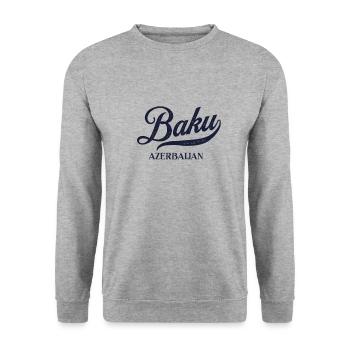 Ville rétro d’Azerbaïdjan - Vintage Bakou - Sweat-shirt Unisexe - gris chiné - Devant - Alina (178cm) & Michal (187cm)