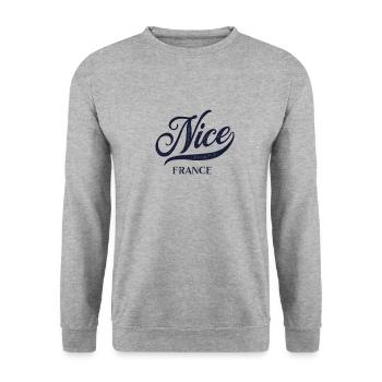 Retro France City - Vintage Nice - Sweat-shirt Unisexe - gris chiné - Devant - Alina (178cm) & Michal (187cm)