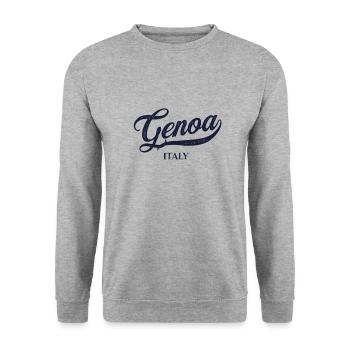 Retro Italy Stadt - Vintage Genoa - Unisex Pullover - Weißgrau meliert - Vorne - Alina (178cm) & Michal (187cm)