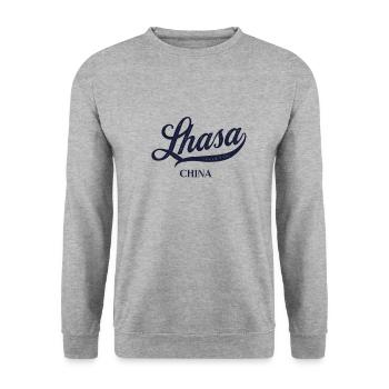 Rétro China City - Vintage Lhassa - Sweat-shirt Unisexe - gris chiné - Devant - Alina (178cm) & Michal (187cm)