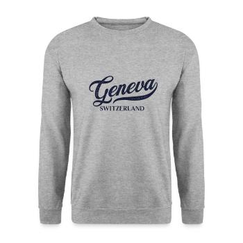 Retro Switzerland City - Vintage Genève - Sweat-shirt Unisexe - gris chiné - Devant - Alina (178cm) & Michal (187cm)