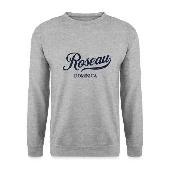 Ville rétro de la Dominique - Vintage Roseau - Sweat-shirt Unisexe - gris chiné - Devant - Alina (178cm) & Michal (187cm)