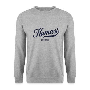 Retro Ghana Stadt - Vintage Kumasi - Unisex Pullover - Weißgrau meliert - Vorne - Alina (178cm) & Michal (187cm)