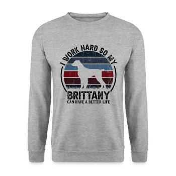 Travailler dur - Retro Brittany - Sweat-shirt Unisexe - gris chiné - Devant - Alina (178cm) & Michal (187cm)