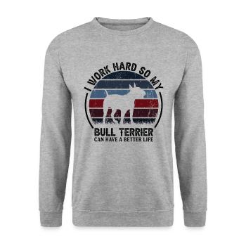 Work Hard - Retro Bull Terrier - Unisex Sweatshirt - salt & pepper - Front - Alina (178cm) & Michal (187cm)