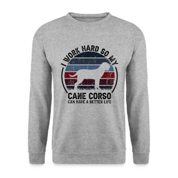 Travaillez dur - Retro Cane Corso - Sweat-shirt Unisexe - gris chiné - Devant - Alina (178cm) & Michal (187cm)