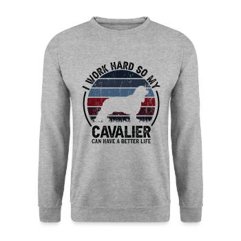 Work Hard - Retro Cavalier - Unisex Sweatshirt - salt & pepper - Front - Alina (178cm) & Michal (187cm)