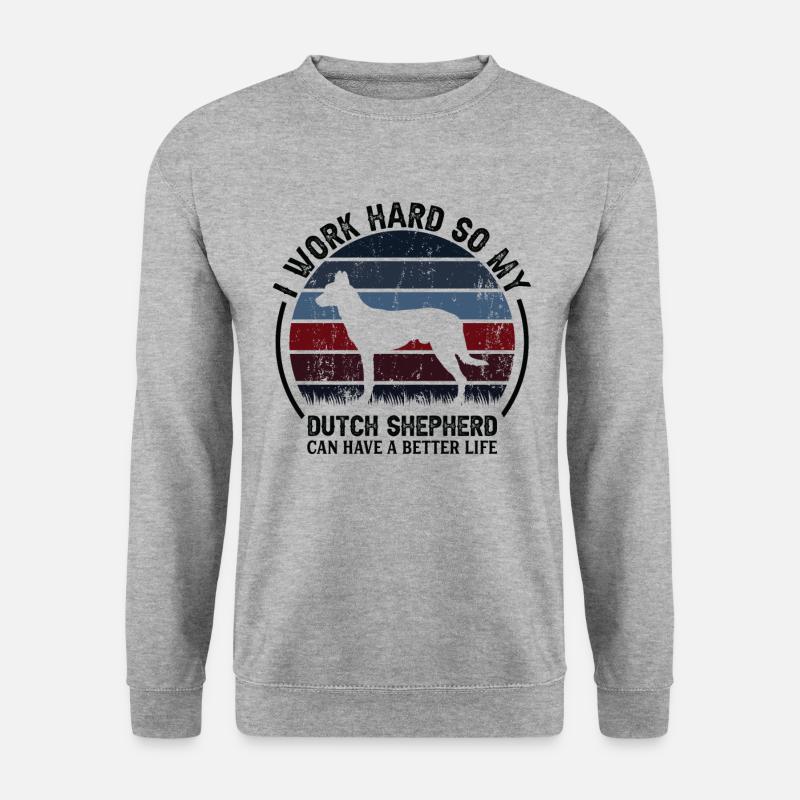 Hart Arbeiten - Retro Dutch Shepherd - Unisex Pullover - Weißgrau meliert