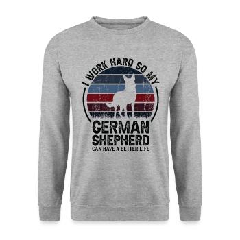 Travailler dur - Retro German Shepherd - Sweat-shirt Unisexe - gris chiné - Devant - Alina (178cm) & Michal (187cm)