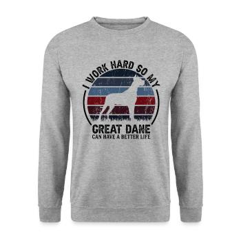 Travaillez dur - Retro Great Dane - Sweat-shirt Unisexe - gris chiné - Devant - Alina (178cm) & Michal (187cm)