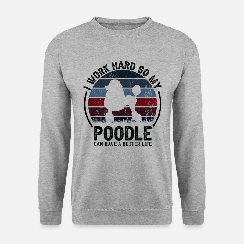 Work Hard - Retro Poodle - Unisex Sweatshirt - salt & pepper