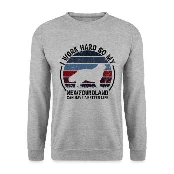 Work Hard Work - Retro Newfoundland - Unisex Sweatshirt - salt & pepper - Front - Alina (178cm) & Michal (187cm)